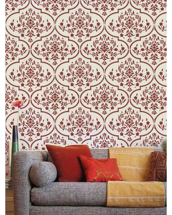 Indian Floral Wall Stencil
