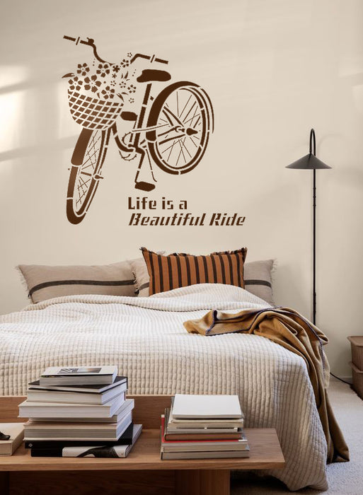 Bicycle basket with flowers Stencils for walls