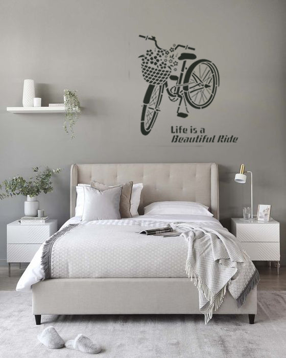 Bicycle Stencil Life is a Beautiful ride stencil for paintings Word Art stencil